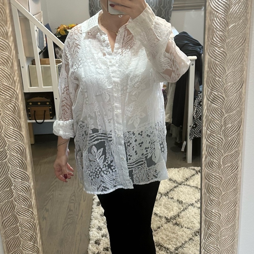 See-through button down blouse/shirt - Picture 8 of 10